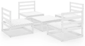 vidaXL 5-delige Loungeset massief grenenhout wit