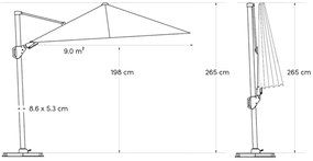 Platinum Challenger zweefparasol 2.6x3.5m T2 premium (excl. voet) manhattan