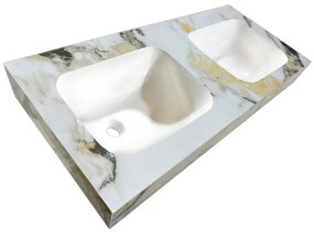 Lambini Designs Cantik keramische wastafel 120cm licht marmer zonder kraangaten