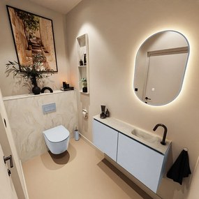 Mondiaz Ture DLux toiletmeubel 100cm clay met wastafel ostra rechts met kraangat