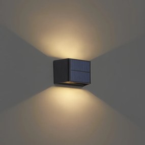 Buiten wandlamp zwart incl. LED 2-lichts IP65 met bewegingssensor en solar - Christof