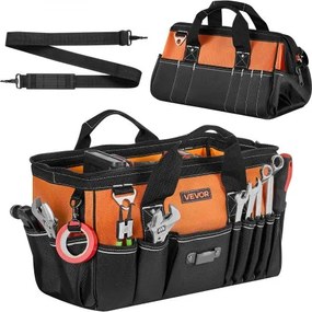 VEVOR Gereedschapstas 40x23x22cm, Opbergtas met 14 binnen- en 19 buitenvakken, Waterdichte polyester gereedschapsorganizer met schouderriem en ritssluiting, Gereedschapstas voor vakmensen