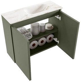 Mondiaz Ture DLux toiletmeubel 60cm army met wastafel frappe rechts zonder kraangat