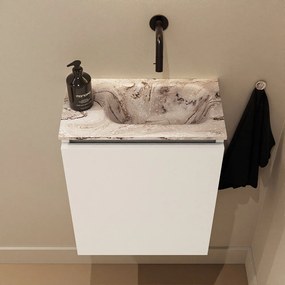 Mondiaz Ture DLux toiletmeubel 40cm talc met wastafel glace rechts zonder kraangat