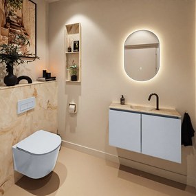 Mondiaz Ture DLux toiletmeubel 80cm clay met wastafel frappe midden met kraangat