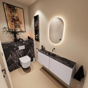 MONDIAZ TURE-DLUX 120cm toiletmeubel Cale. EDEN wastafel Lava positie midden. Zonder kraangat. TUREDX120CALM0LAV