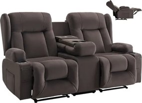 VEVOR Loveseat Relaxfauteuil, Elektrische Relaxbank met Verwarming & Massagefunctie, Massagestoel met Centrale Bediening, USB-poorten, Bekerhouders & Zijvakken, Bank voor Woonkamer, Bruin