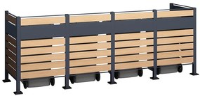 Overdekking voor 4 afvalbakken van 120 of 240 liter Breda CoverTech