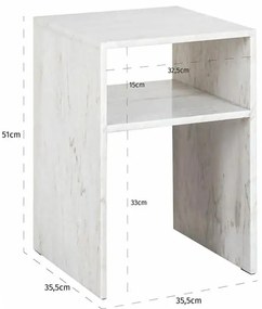 Richmond Interiors Moran Marmeren Nachtkastje Beige Wit - 35.5x35.5x51cm.