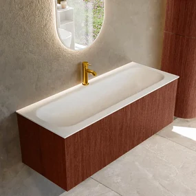 Mondiaz Kurve 120cm badmeubel ruby met 1 lade en wastafel big large midden 1 kraangat