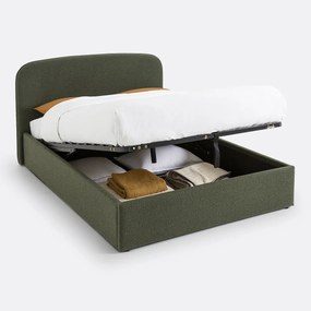 Kofferbed bouclette met ophefbare lattenbodem, Conto