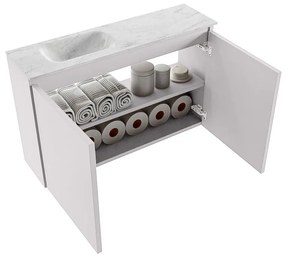 Mondiaz Ture DLux toiletmeubel 80cm cale met wastafel opalo links zonder kraangat