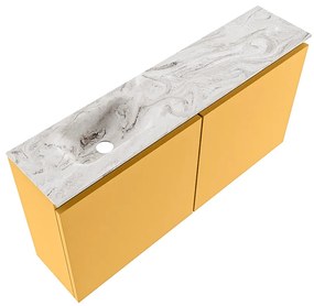 Mondiaz Ture DLux toiletmeubel 100cm ocher met wastafel glace links zonder kraangat