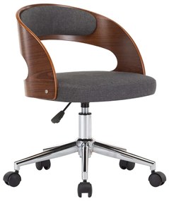 vidaXL Kantoorstoel draaibaar gebogen hout en stof grijs