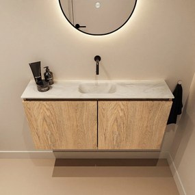 Mondiaz Ture DLux toiletmeubel 100cm washed oak met wastafel ostra midden zonder kraangat