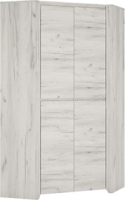 Hoekkledingkast Salcame 103, Ambachtelijk wit, 191x96x96cm, 88 kg, Kledingkast deuren: Met scharnieren