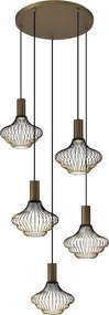 Asli 5-lichts Hanglamp Zacht Brons