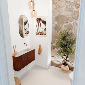 Mondiaz Joya DLux 80cm toiletmeubel ruby met wastafel faye rechts zonder kraangat opalo