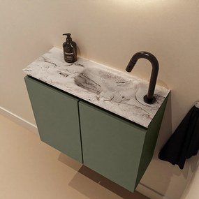 Mondiaz Ture DLux toiletmeubel 60cm army met wastafel glace rechts met kraangat