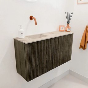 Mondiaz Joya DLux 80cm toiletmeubel ronding rechts shadow met wastafel faye links zonder kraangat frappe