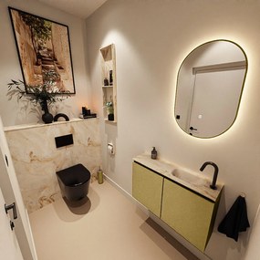 Mondiaz Ture DLux toiletmeubel 80cm oro met wastafel frappe rechts met kraangat