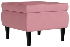vidaXL Kruk met houten poten fluweel roze