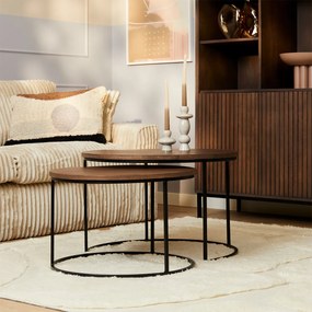 Starfurn Madison Walnoot Salontafel Set Van 2 - 70 X 70cm.