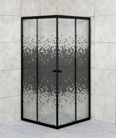 Kerra Pixel douchecabine vierkant 80x80cm zwart mat