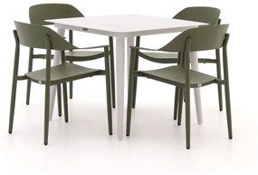 + 15% kassakorting | Diningset Bellagio | 4 personen aluminium | Tuinset stapelbaar | 5-delig | Kees Smit Tuinmeubelen