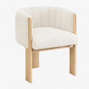 Set Van 2 Eetkamerstoelen In Essenhout En Leo Bouclé Stof Uit Witte Bouclé Stof - Sklum