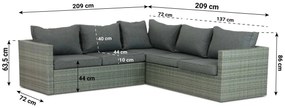 Hoek loungeset 5 personen Wicker Grijs  Domani Furniture Rocco