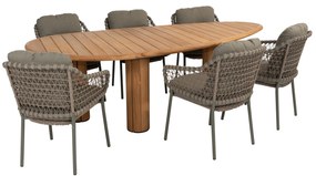 Corsica Jura dining tuinset pebble 7 delig teak 240x130xH75 cm teak  olijf 4 Seasons Outdoor