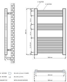 Eastbrook Rion handdoekradiator 50x80cm 419W zwart mat