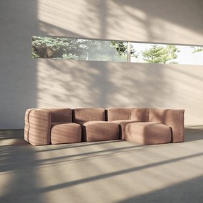 Soft Zitzak Indoor 4 Seater Hoekbank - Corduroy Rose