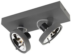 Design Spot / Opbouwspot / Plafondspot grijs verstelbaar 2-lichts incl. 2 x G9 - Go Design, Modern, Industriele / Industrie / Industrial G9 rond Binnenverlichting Lamp
