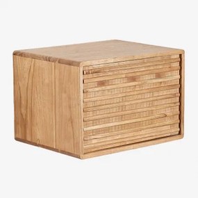 Deleyna Wandgemonteerde Houten Badkamermeubelset Natuurlijk Hout & Without Sink & Spiegelloze & Zonder Kraan - Sklum