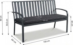 Milan Alu -seater Bench Grey Aluminium Grijs