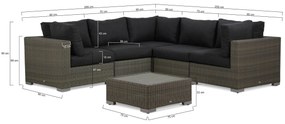 Hoek loungeset  Wicker Taupe 5 personen Garden Collections Toronto