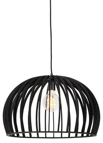 QAZQA Eettafel / Eetkamer Art Deco hanglamp zwart hout 50 cm - Twain Art Deco E27 rond Binnenverlichting Lamp