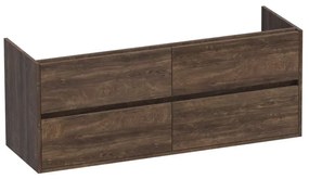 BRAUER Nexxt Wastafelonderkast - 140x46x55cm - 4 greeploze softclose lades - 2 sifonuitsparingen - MFC - burned bark 1787