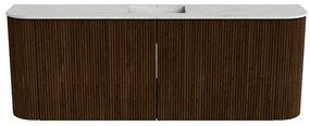 Mondiaz Joya DLux 115cm toiletmeubel ronding links/rechts walnut met wastafel faye midden zonder kraangat opalo