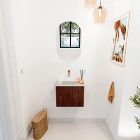 Mondiaz Joya DLux 50cm toiletmeubel ruby met wastafel faye links zonder kraangat opalo