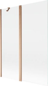 Mexen Mist badwand 2-delig 130 x 150 cm, transparant, geborsteld koper - 8A9-130-011-65-00