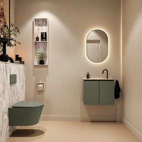 Mondiaz Ture DLux toiletmeubel 60cm army met wastafel glace midden met kraangat