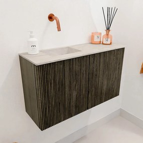 Mondiaz Joya DLux 70cm toiletmeubel shadow met wastafel faye links zonder kraangat ostra
