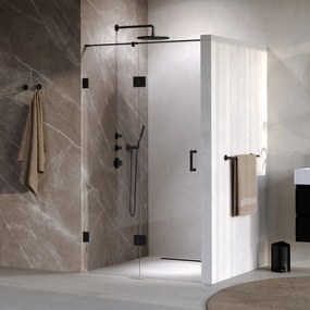 Brauer Void profielloze nisdeur 110cm met draaideur 60cm aan glas zwart mat