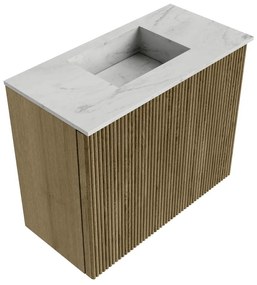 Mondiaz Joya DLux 50cm toiletmeubel dusk met wastafel faye midden zonder kraangat opalo