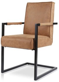Eetkamerstoel - Andries - Lederlook Soft Cognac - Met armleuning