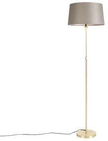 Vloerlamp brons met linnen kap taupe 45 cm verstelbaar - Parte Landelijk / Rustiek E27 cilinder / rond rond Binnenverlichting Lamp