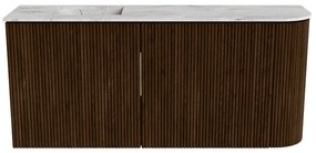 Mondiaz Joya DLux 90cm toiletmeubel ronding rechts walnut met wastafel faye links 1 kraangat glace